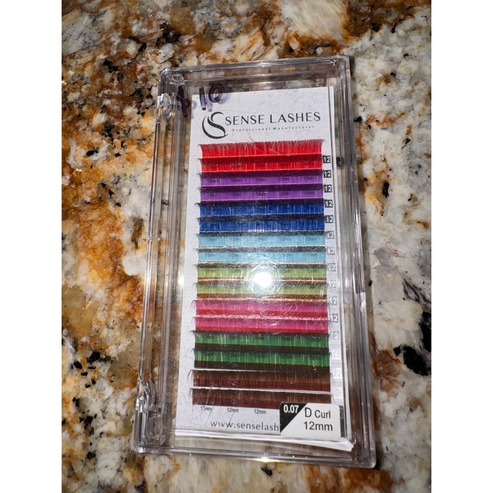 Sense Lashes Multi Color Eyelash Extensions D Curl 0.07mm 12mm Rainbow Tray